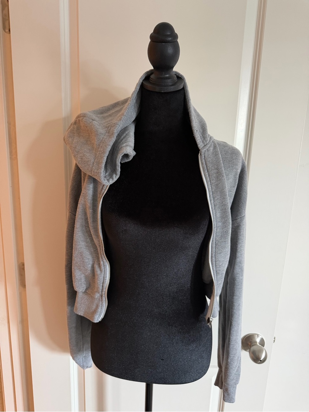 Gray Hooded Women's Sweater - Classic Zip Front